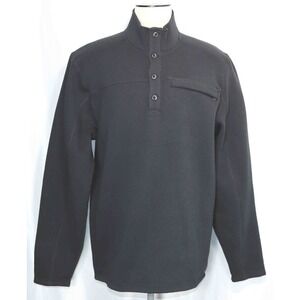 ExOfficio Black Mock Henley Fleece Heavy Thick Sweater‎ Pullover Mens Size XL